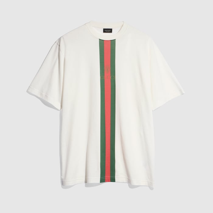 Cotton jersey T-shirt with print - white