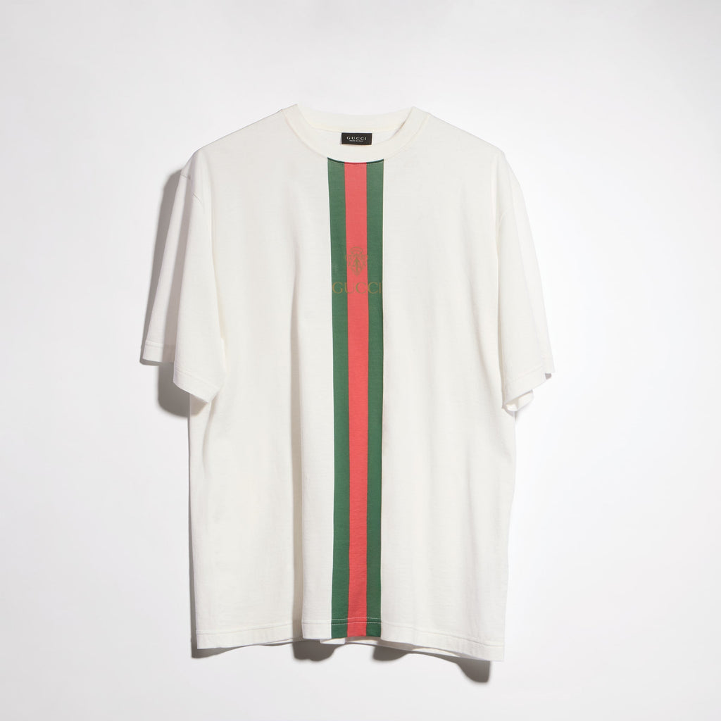 Cotton jersey T-shirt with print - white