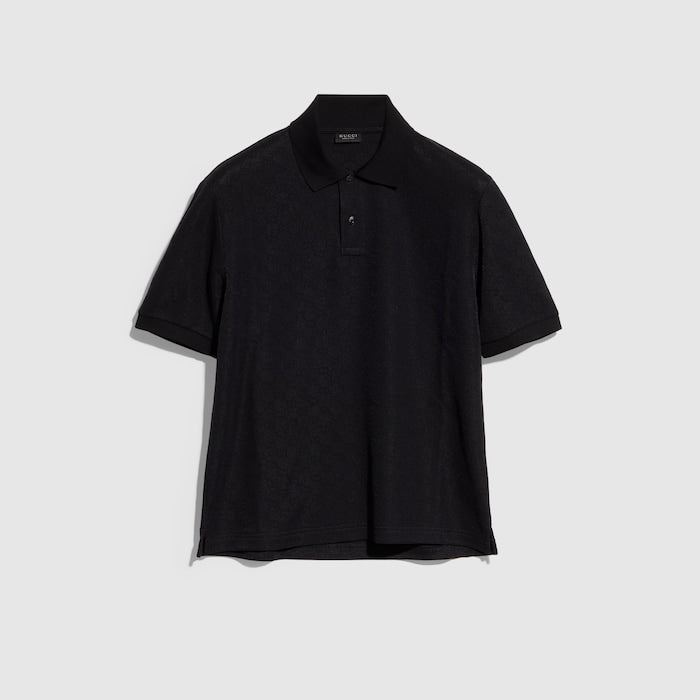 GG technical jersey jacquard polo shirt - black