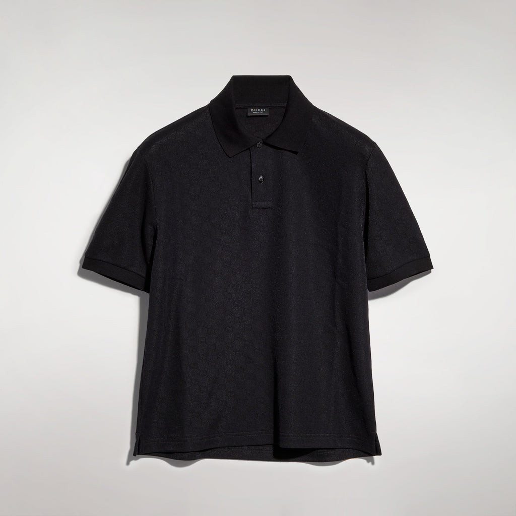 GG technical jersey jacquard polo shirt - black