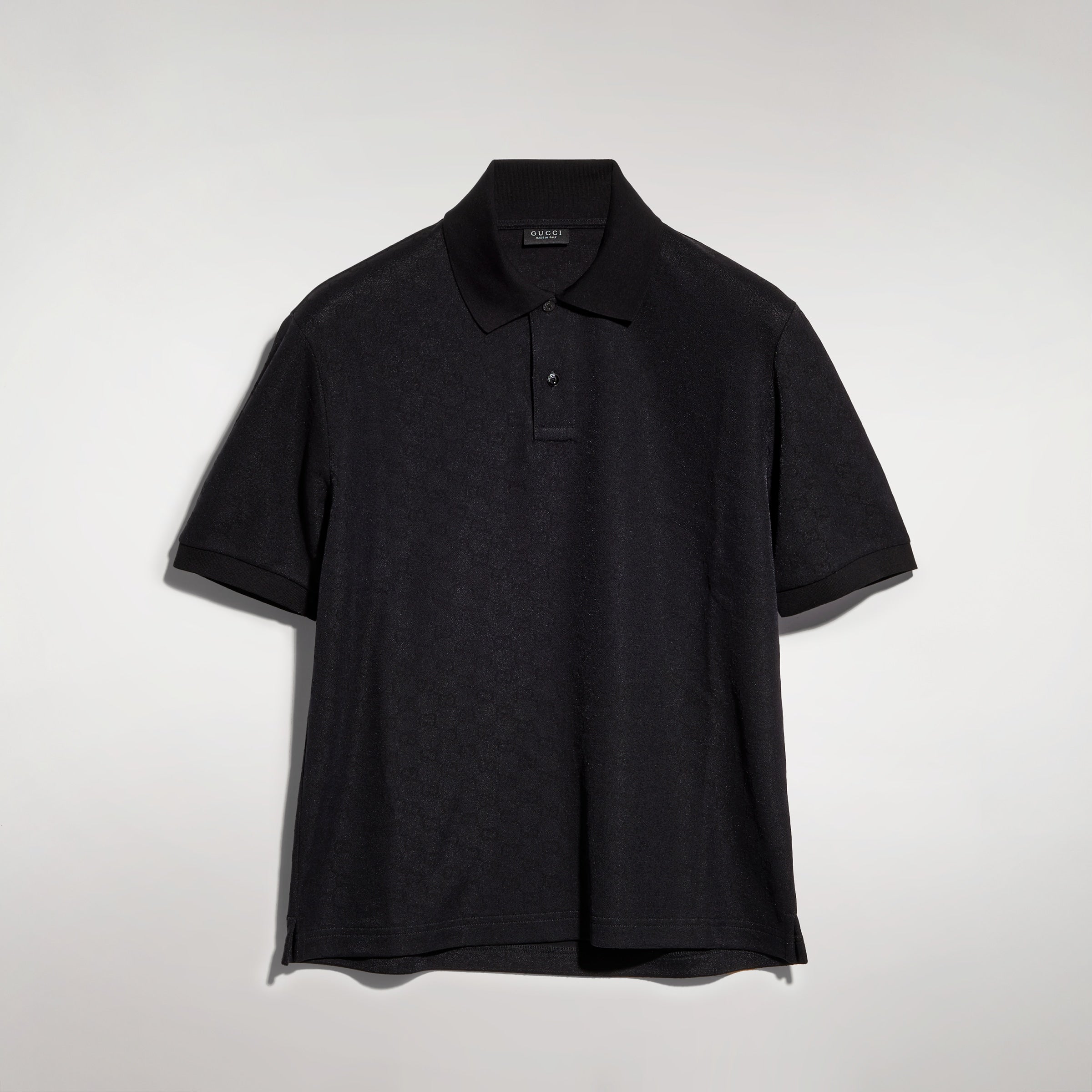 GG technical jersey jacquard polo shirt - black