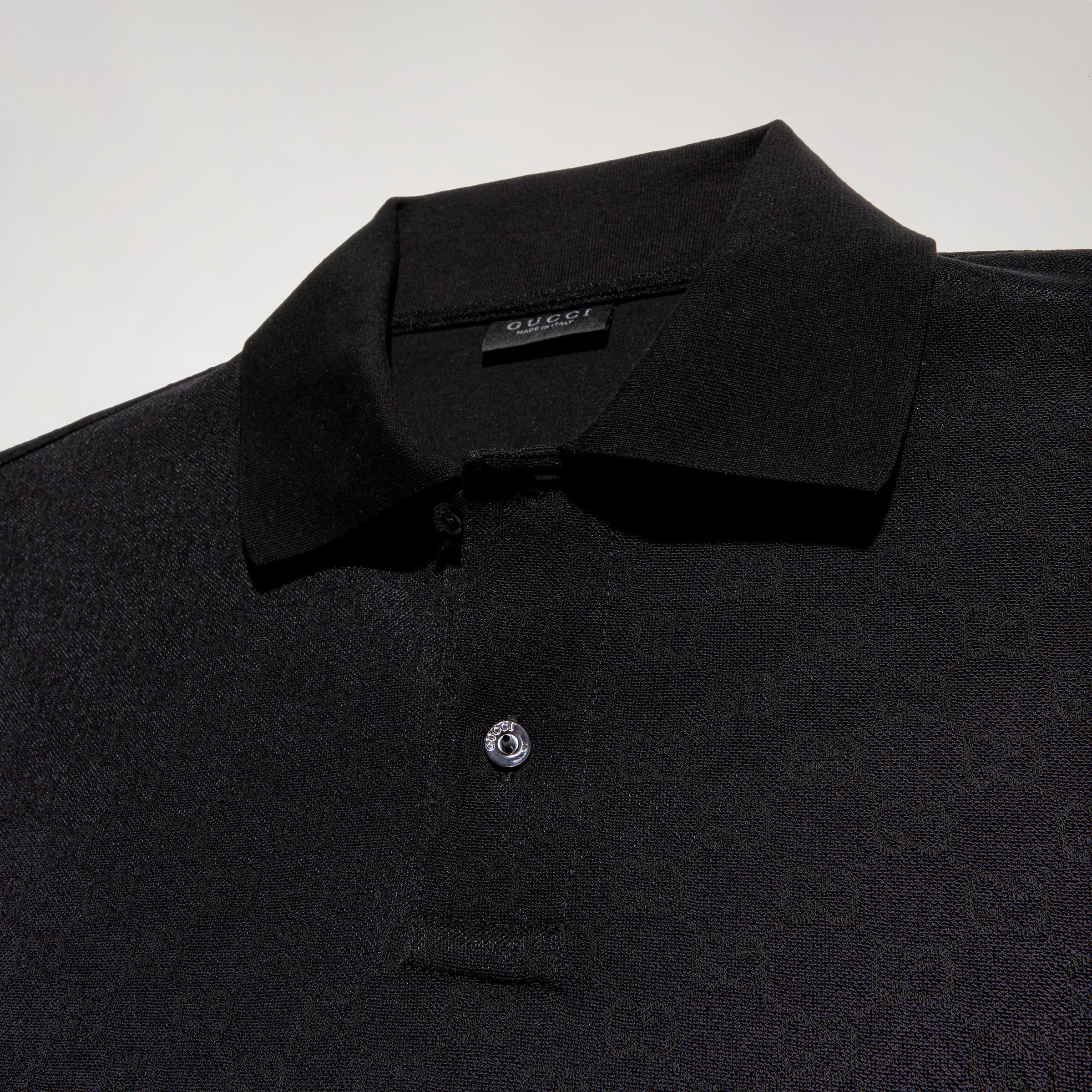GG technical jersey jacquard polo shirt - black