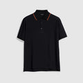 Cotton jersey piquet polo shirt - black