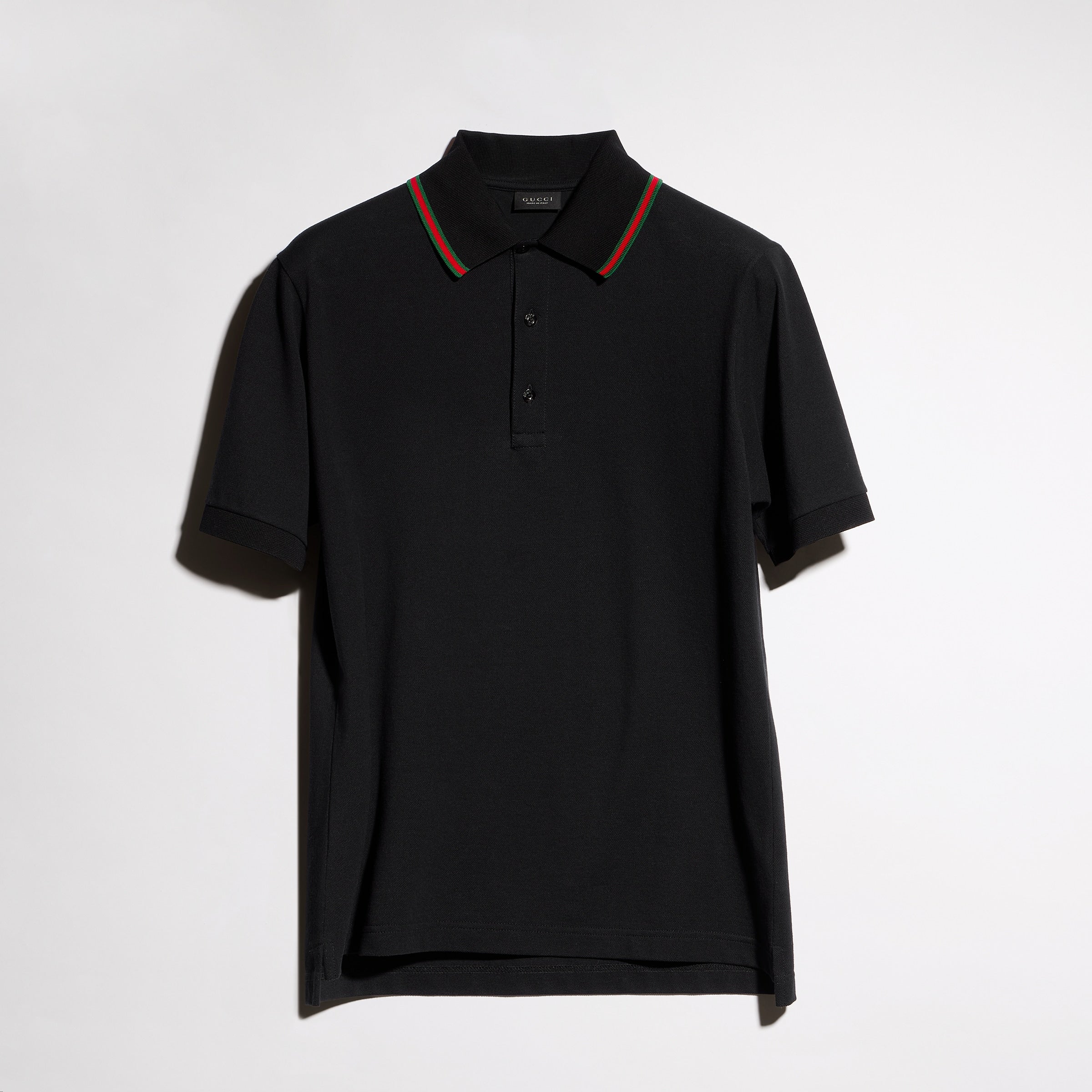 Cotton jersey piquet polo shirt - black