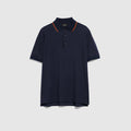 Cotton jersey piquet polo shirt - dark blue