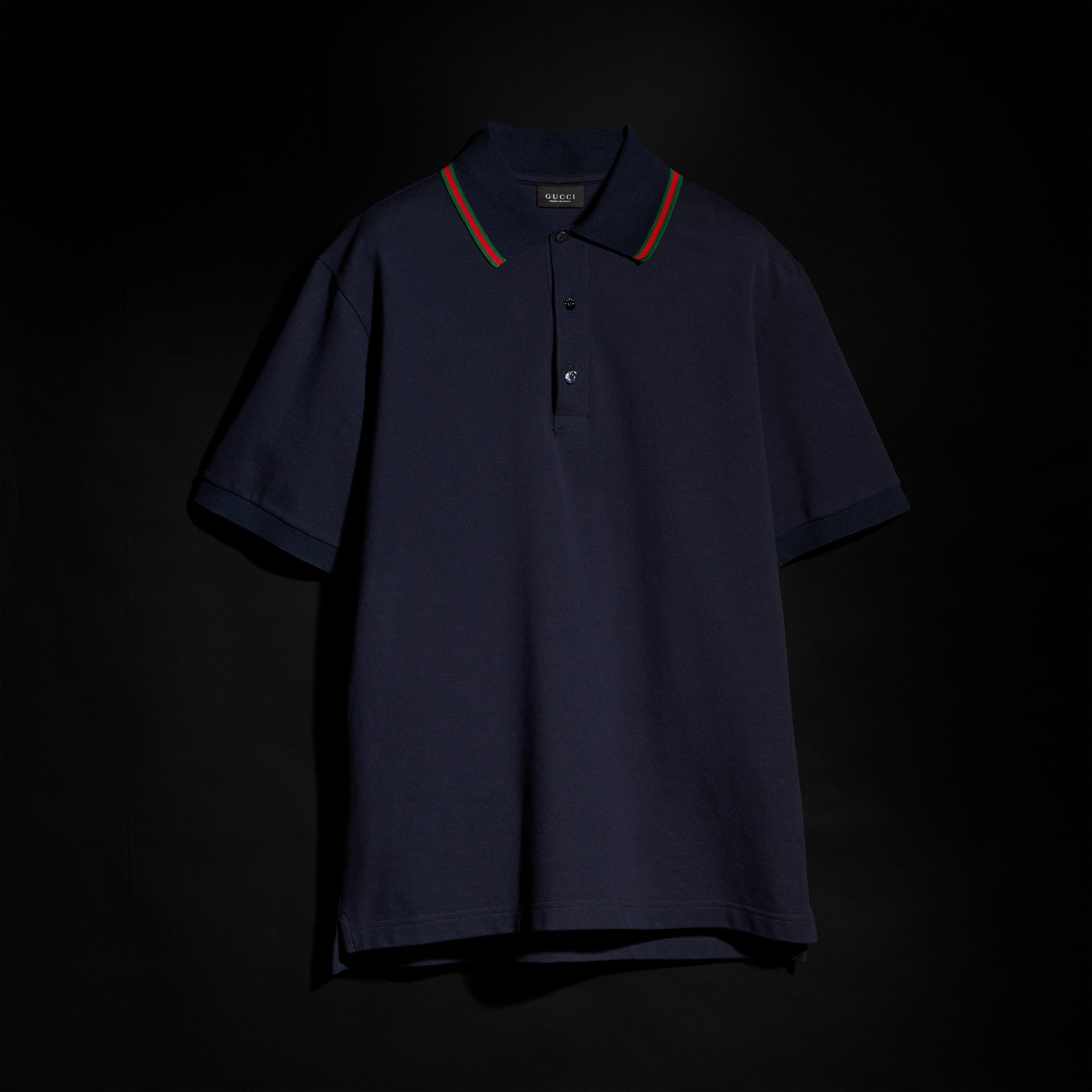 Cotton jersey piquet polo shirt - dark blue