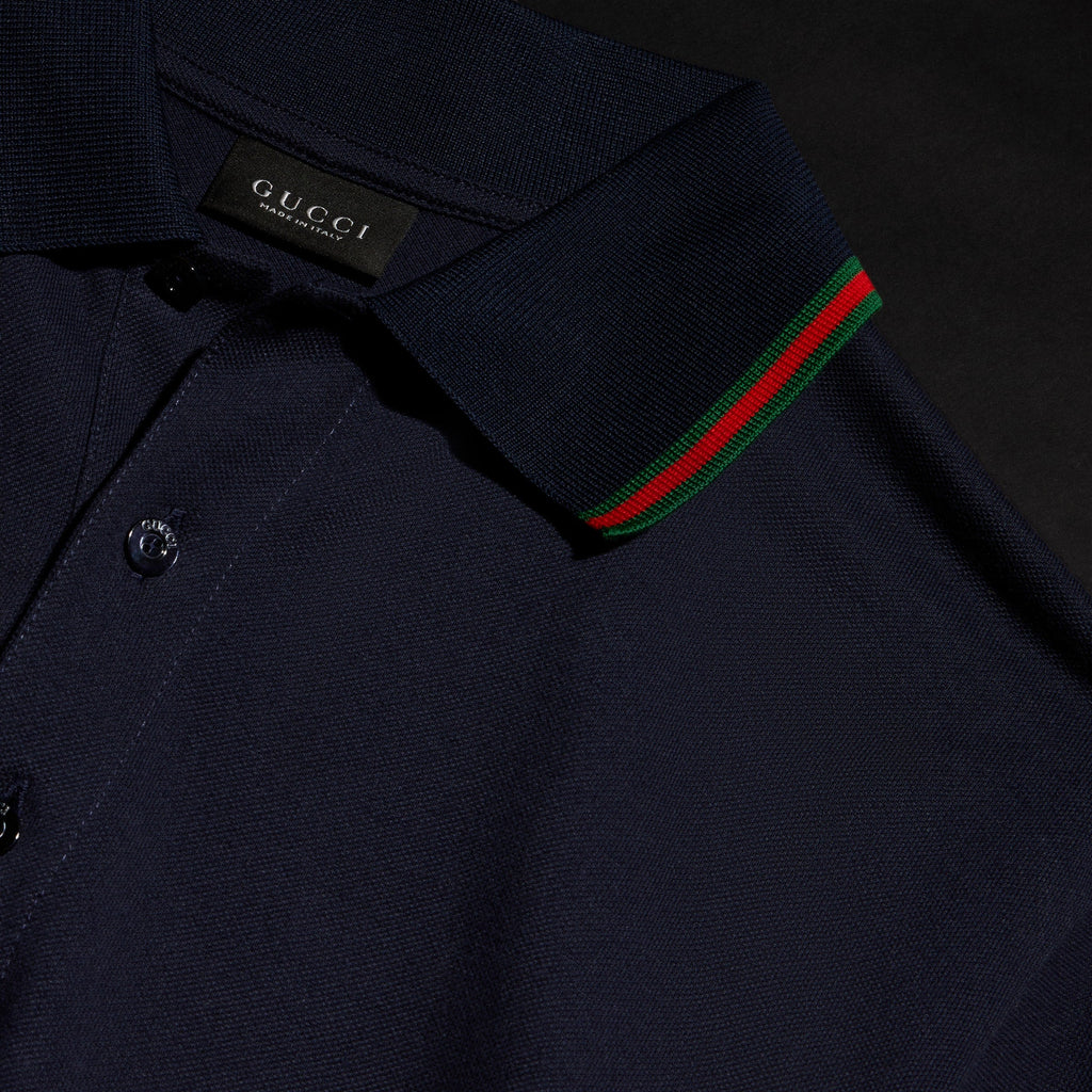 Cotton jersey piquet polo shirt - dark blue