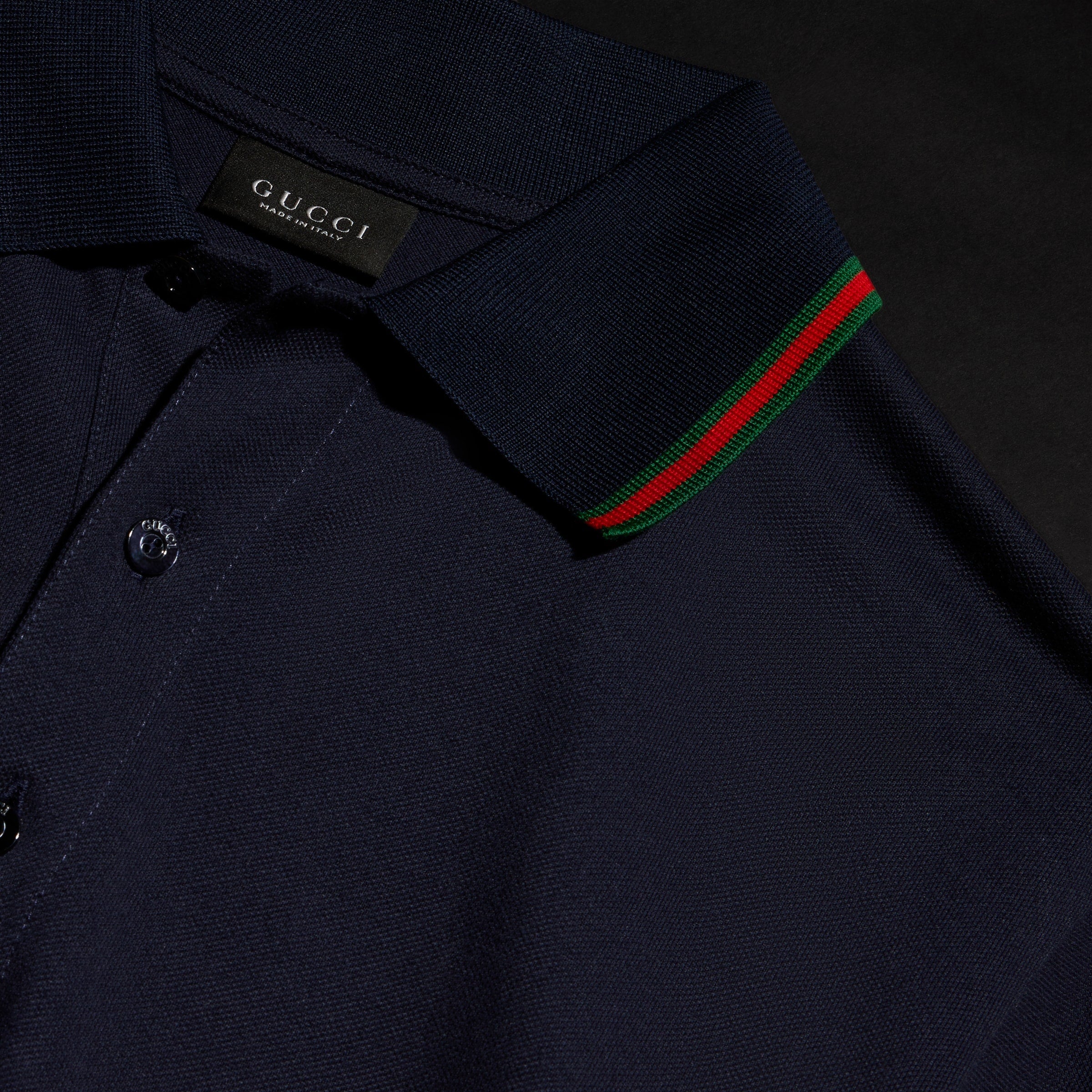 Cotton jersey piquet polo shirt - dark blue