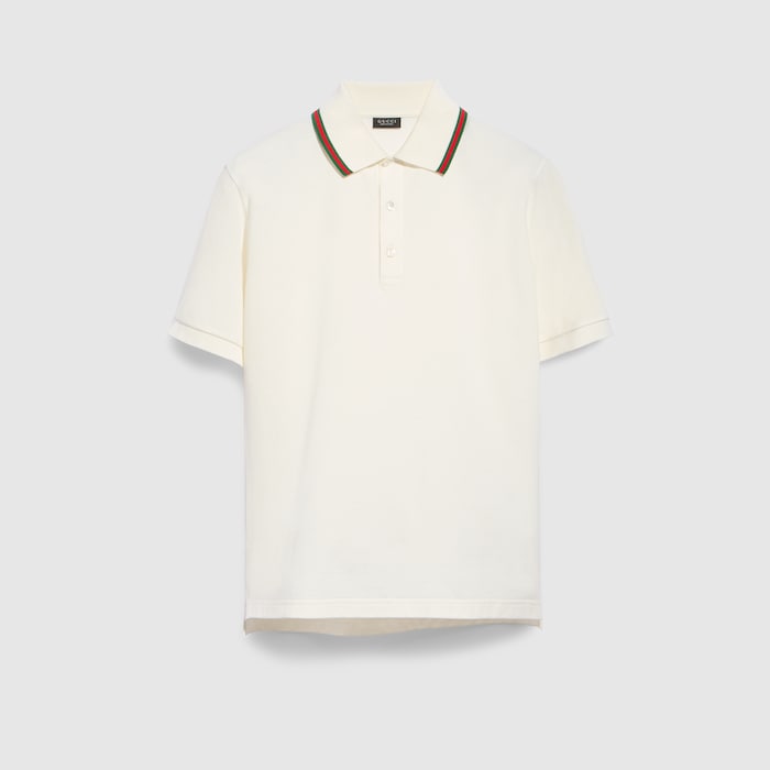 Cotton jersey piquet polo shirt - white