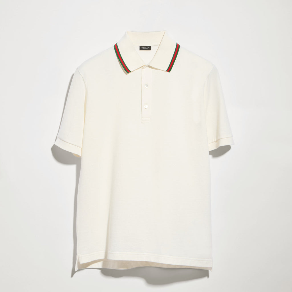 Cotton jersey piquet polo shirt - white