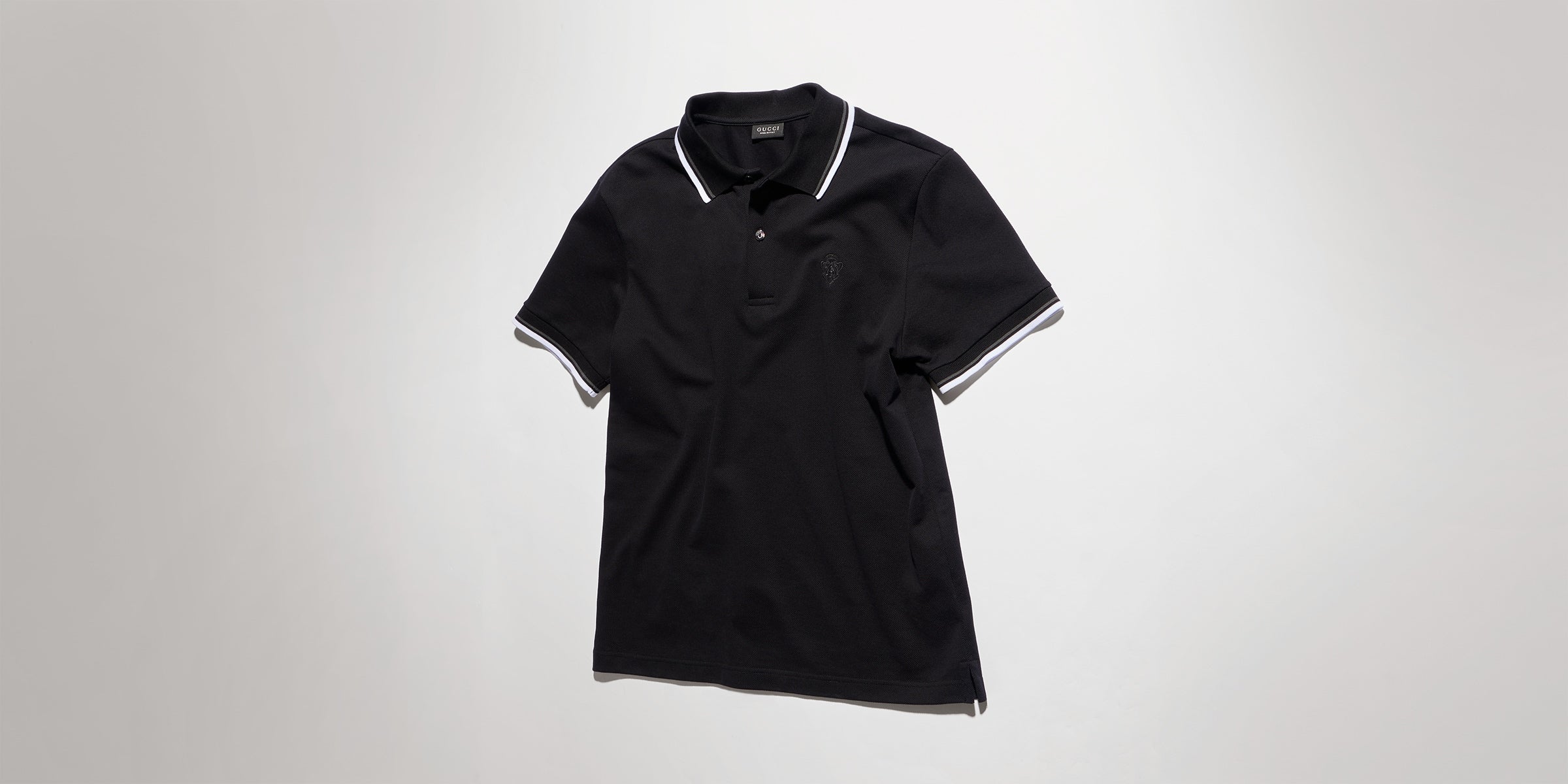 Cotton piquet polo shirt with embroidery - black