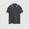 Cotton piquet polo shirt with embroidery - dark grey