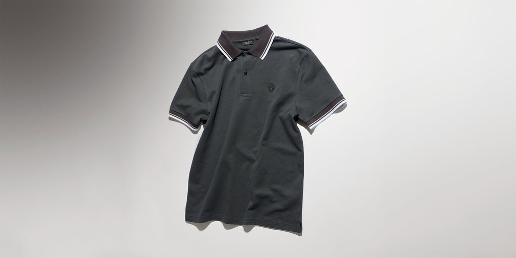 Cotton piquet polo shirt with embroidery - dark grey