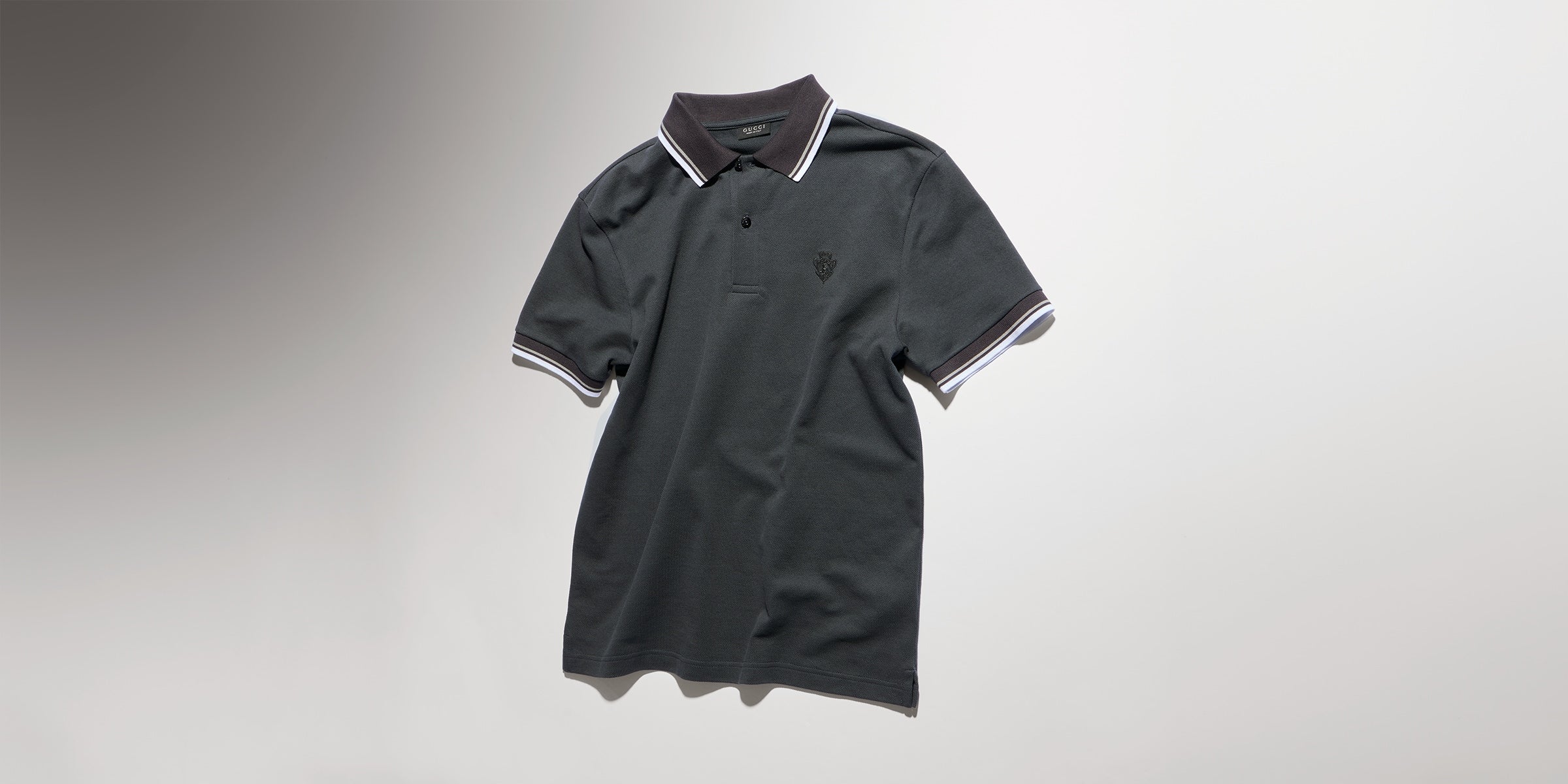 Cotton piquet polo shirt with embroidery - dark grey