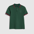 Cotton piquet polo shirt with embroidery - dark green