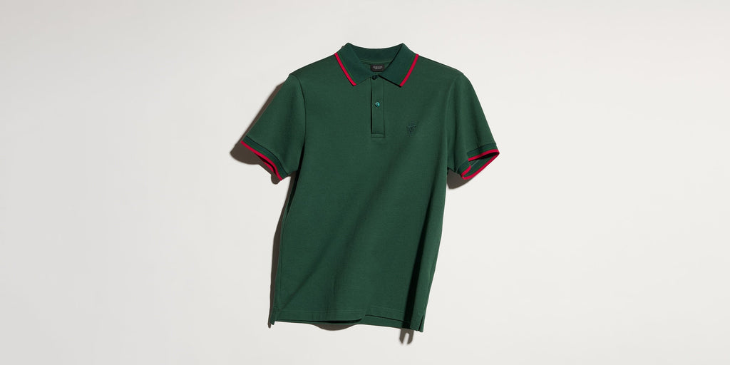 Cotton piquet polo shirt with embroidery - dark green
