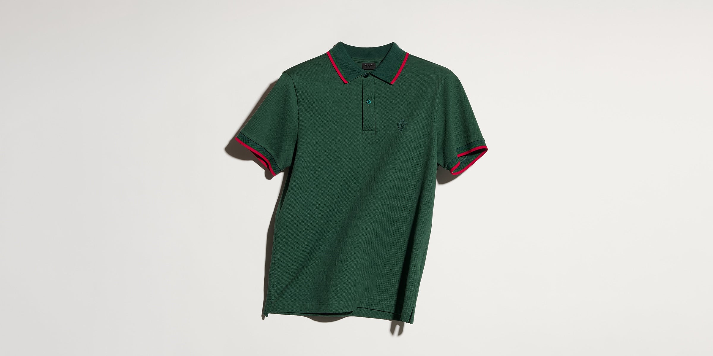 Cotton piquet polo shirt with embroidery - dark green