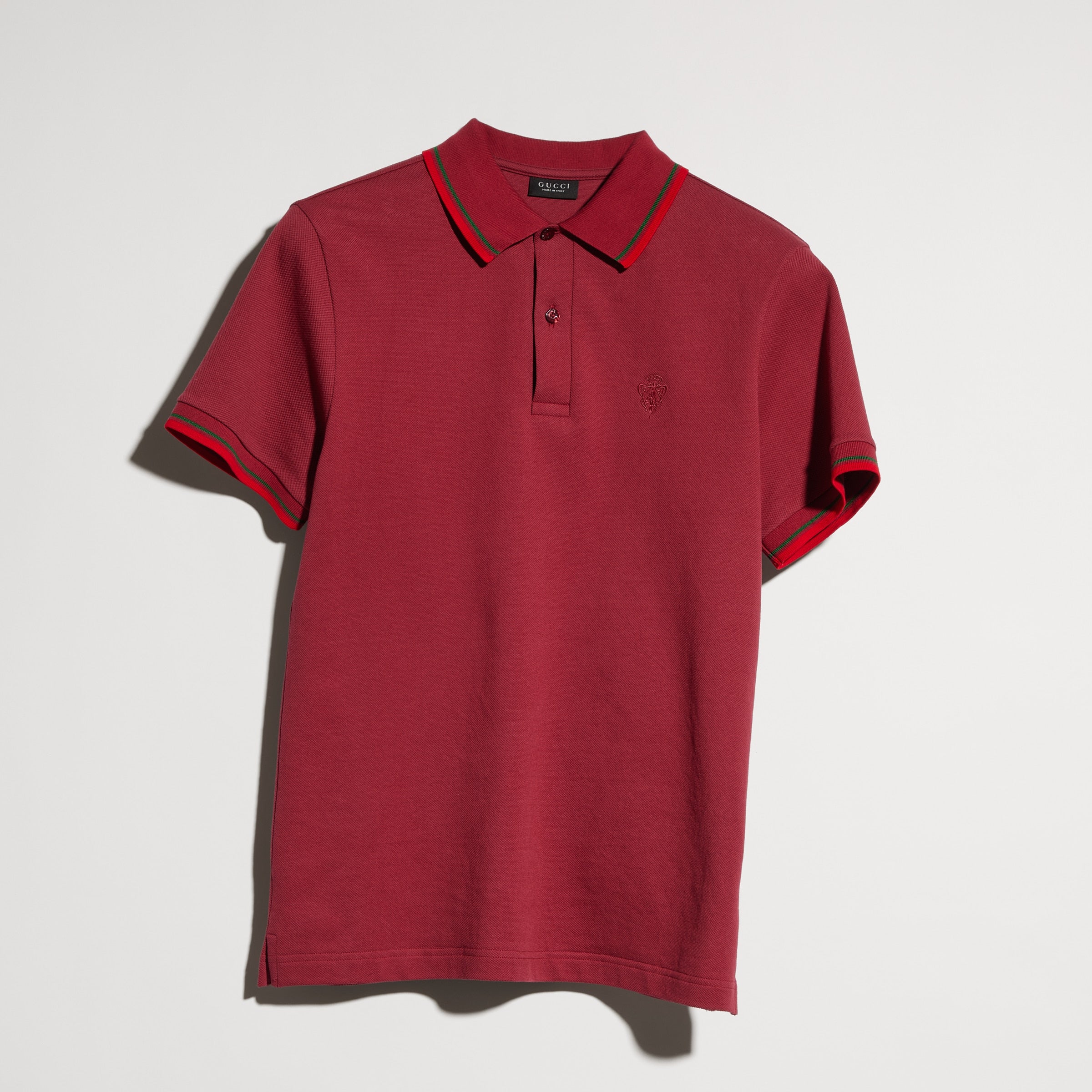 Cotton piquet polo shirt with embroidery - bordeaux