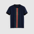 Cotton jersey T-shirt with print - dark blue