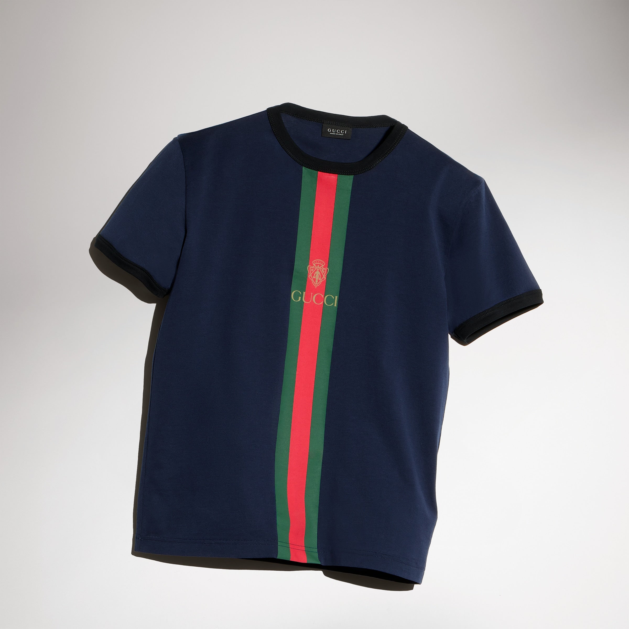 Cotton jersey T-shirt with print - dark blue