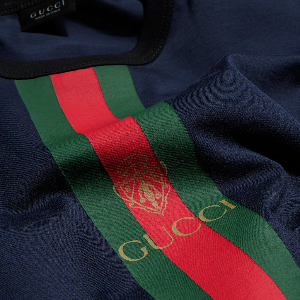Cotton jersey T-shirt with print - dark blue