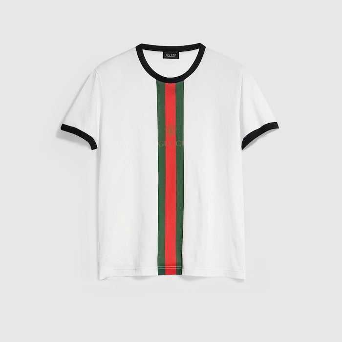 Cotton jersey T-shirt with print - white