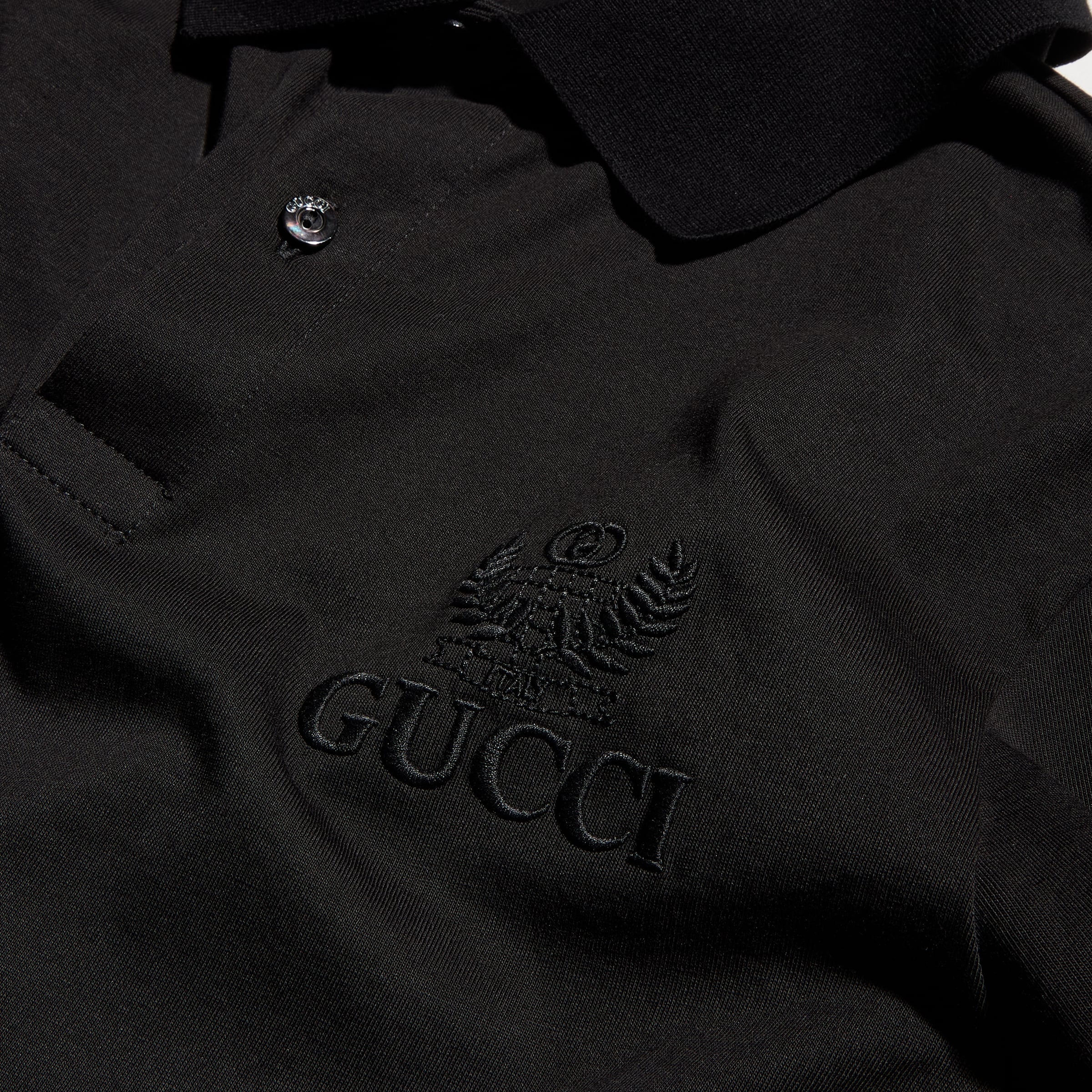 Cotton jersey polo shirt with embroidery - black