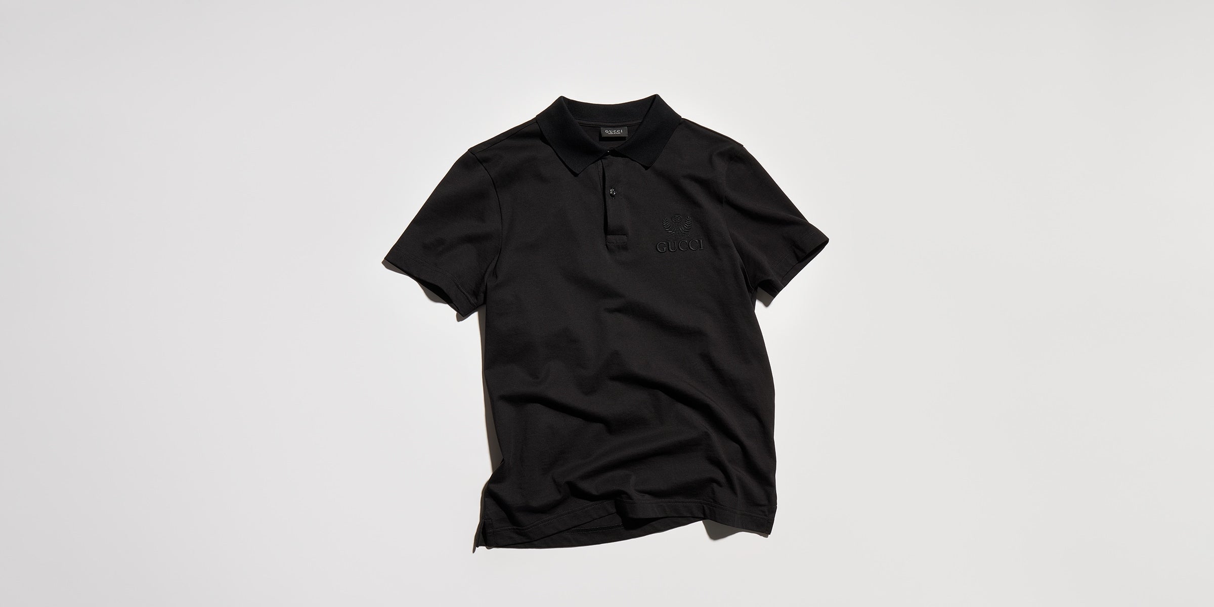Cotton jersey polo shirt with embroidery - black