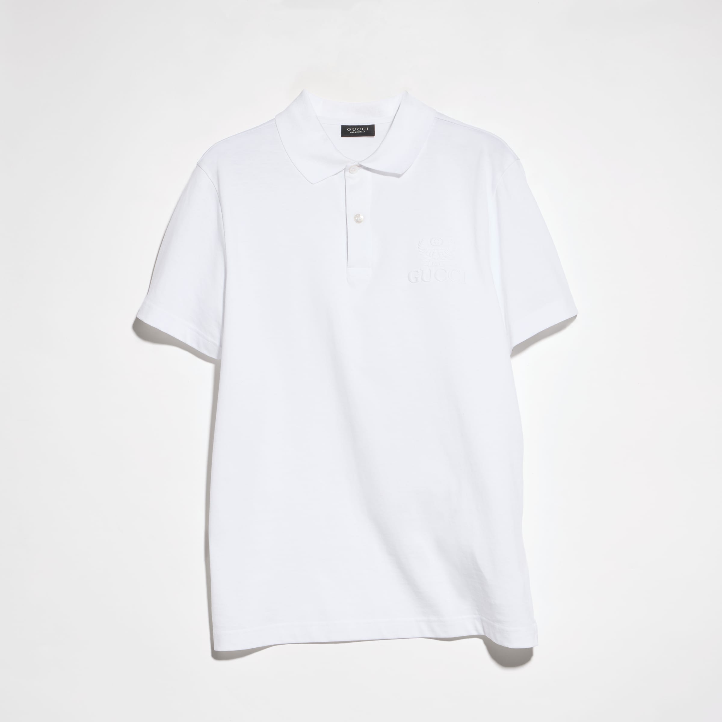 Cotton jersey polo shirt with embroidery - white