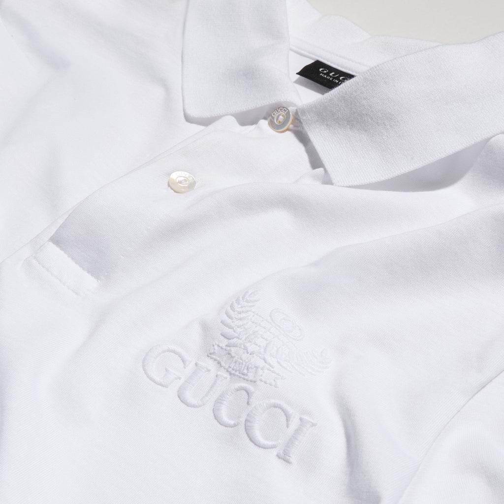 Cotton jersey polo shirt with embroidery - white