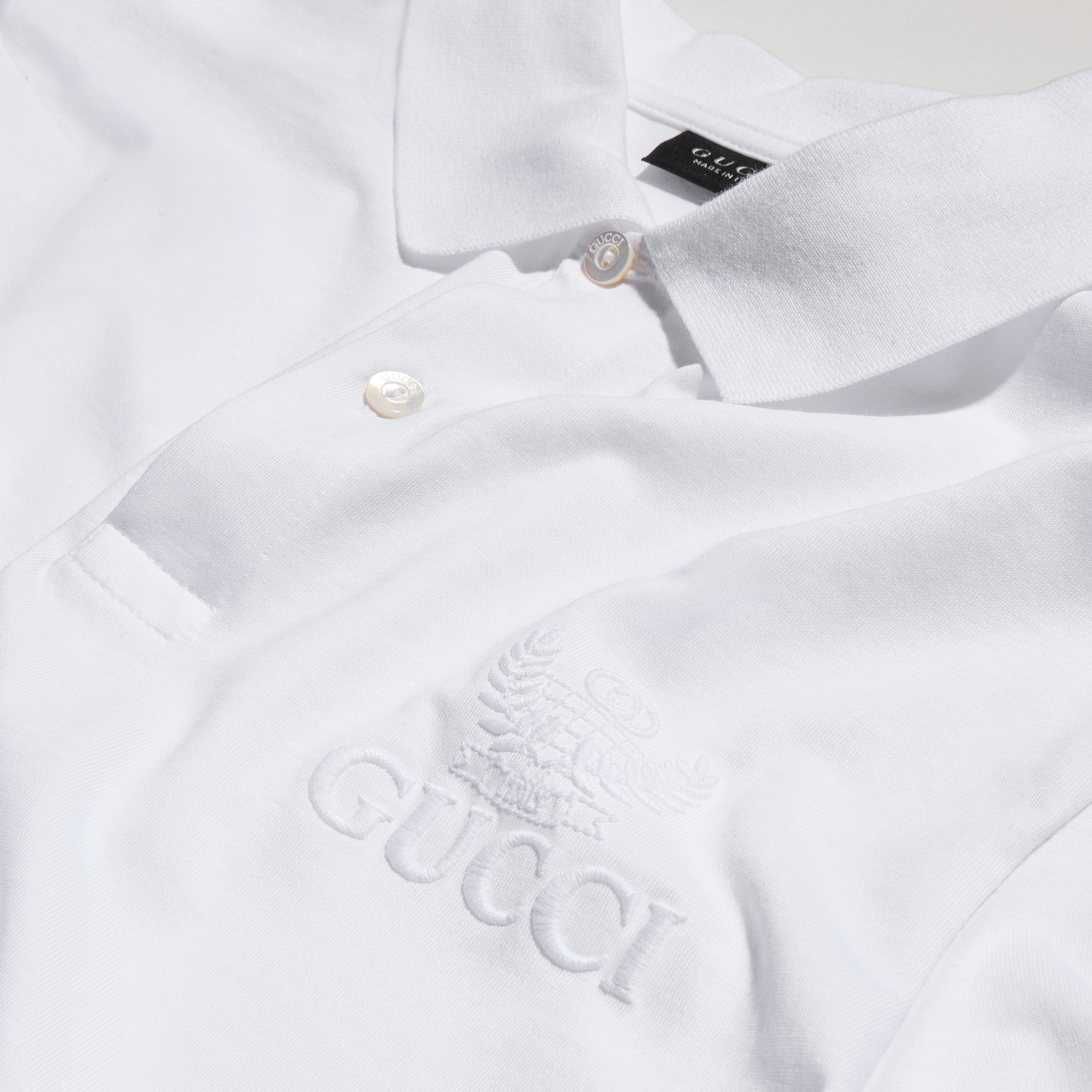 Cotton jersey polo shirt with embroidery - white