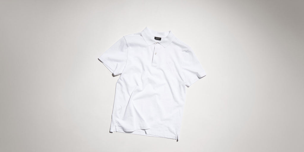 Cotton jersey polo shirt with embroidery - white