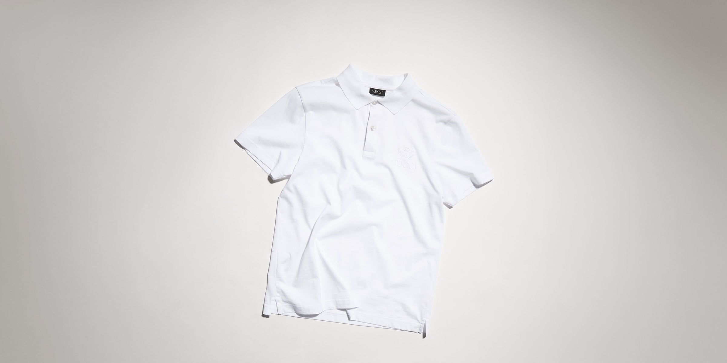 Cotton jersey polo shirt with embroidery - white