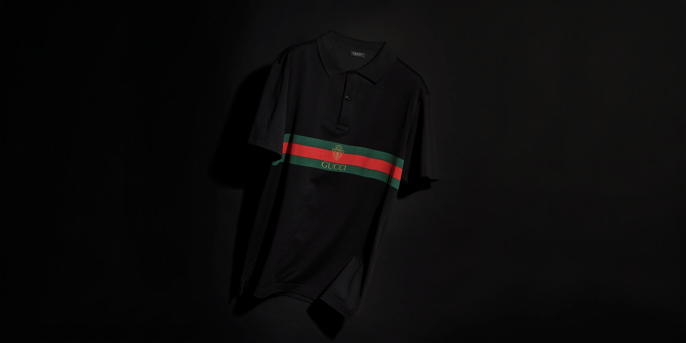 Cotton jersey polo shirt with print - black