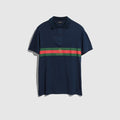 Cotton jersey polo shirt with Web - dark blue