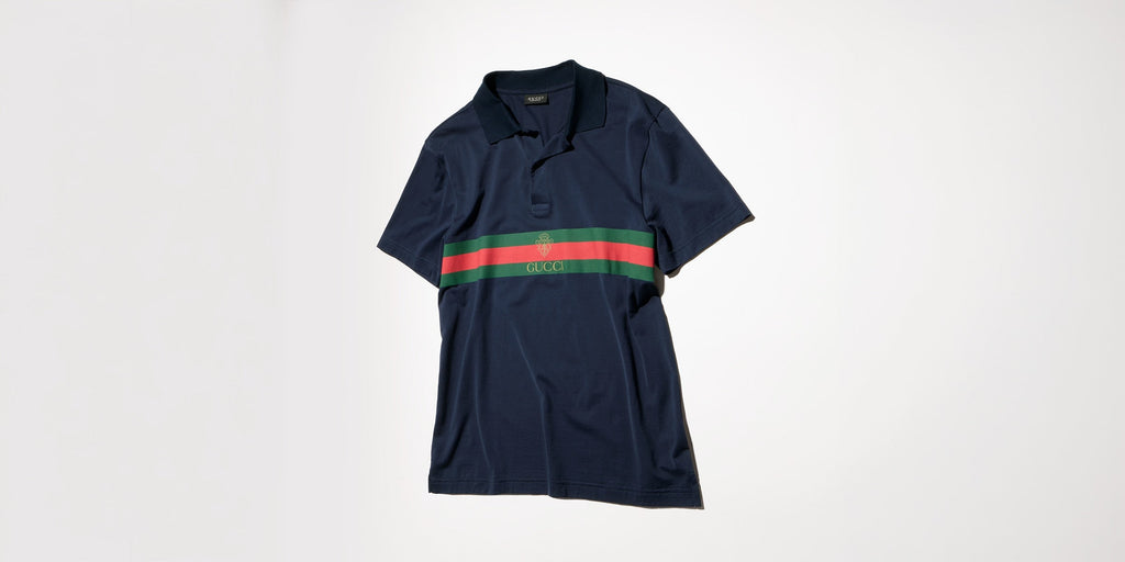 Cotton jersey polo shirt with Web - dark blue