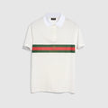 Cotton jersey polo shirt with Web - white