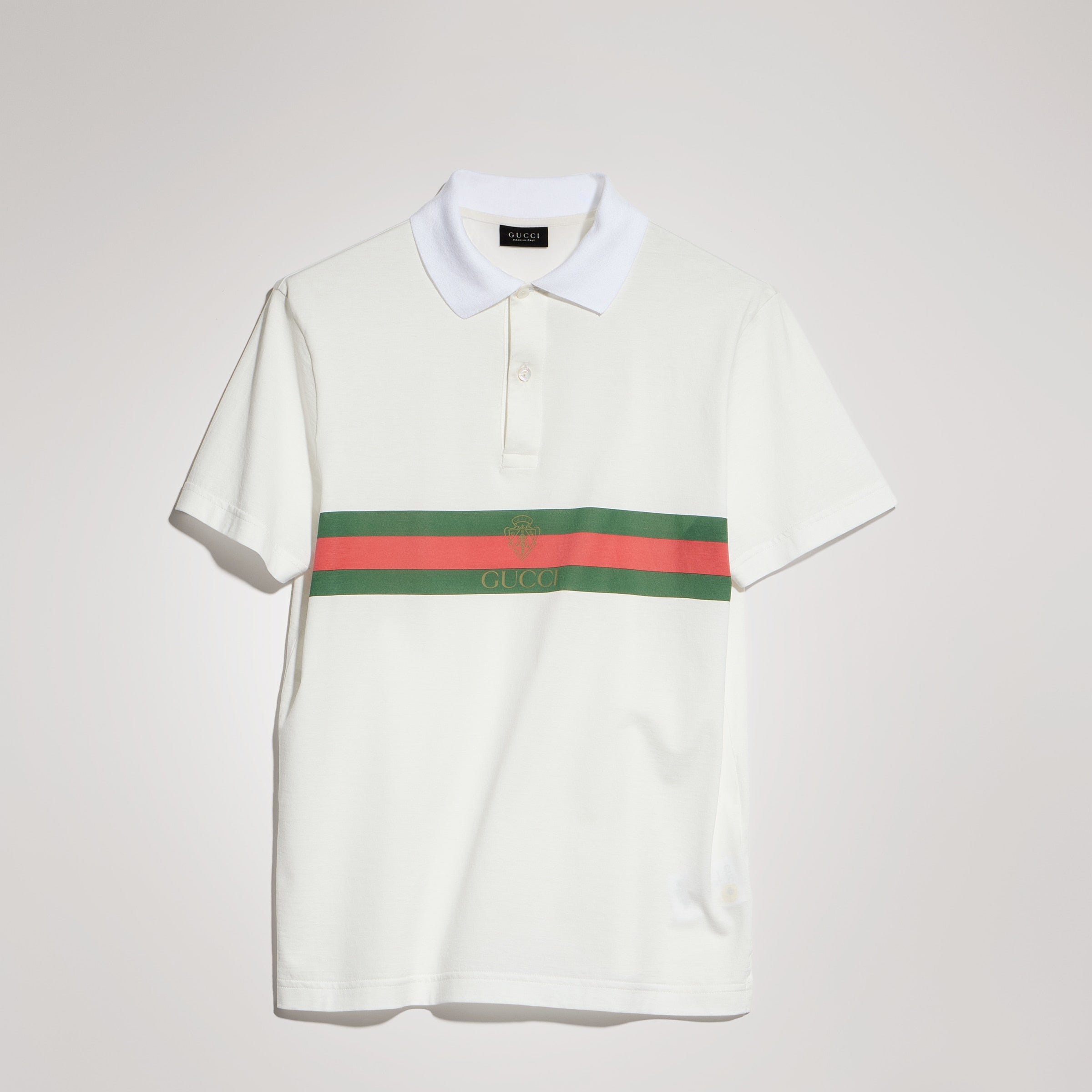 Cotton jersey polo shirt with Web - white