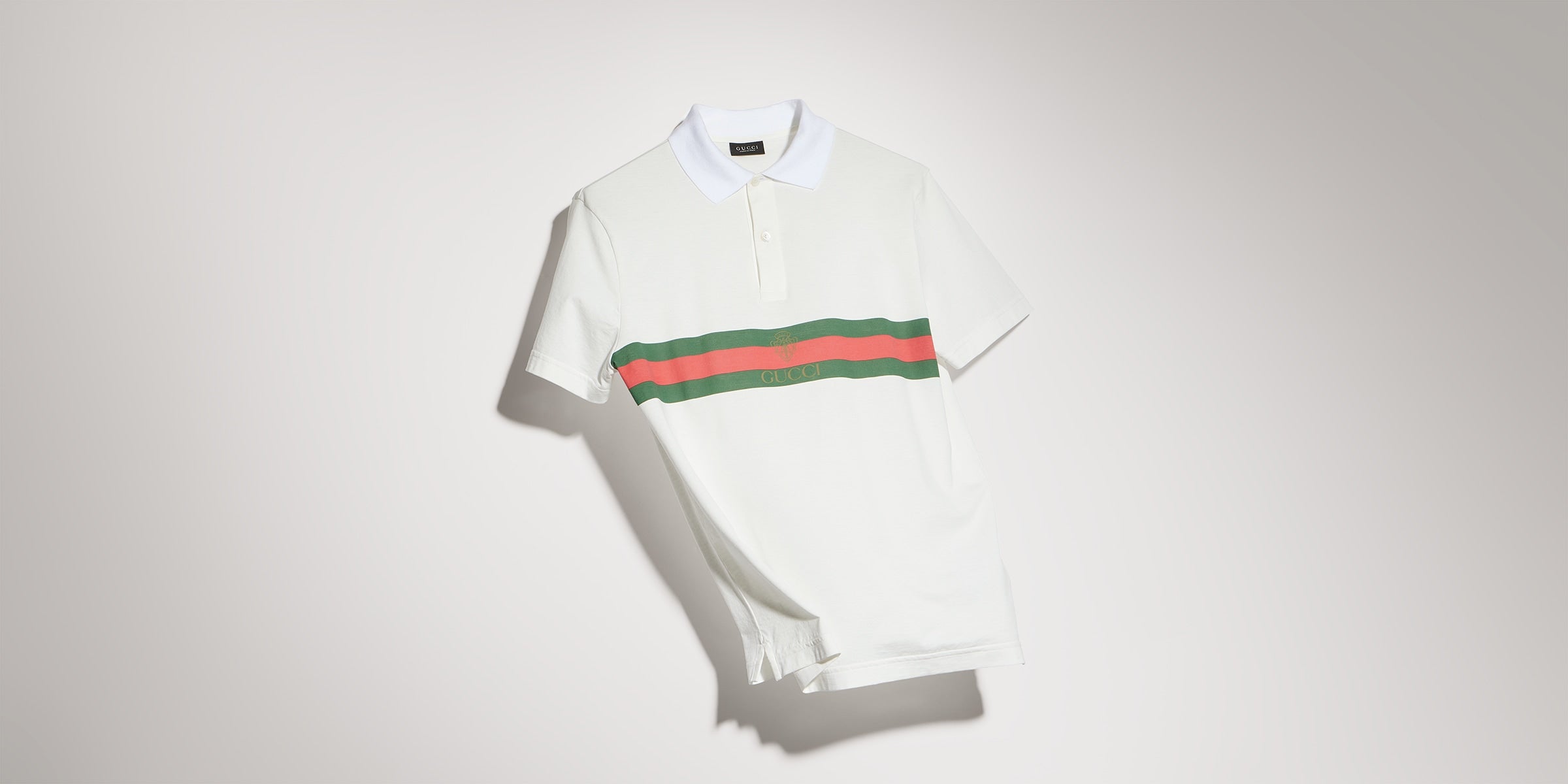 Cotton jersey polo shirt with Web - white