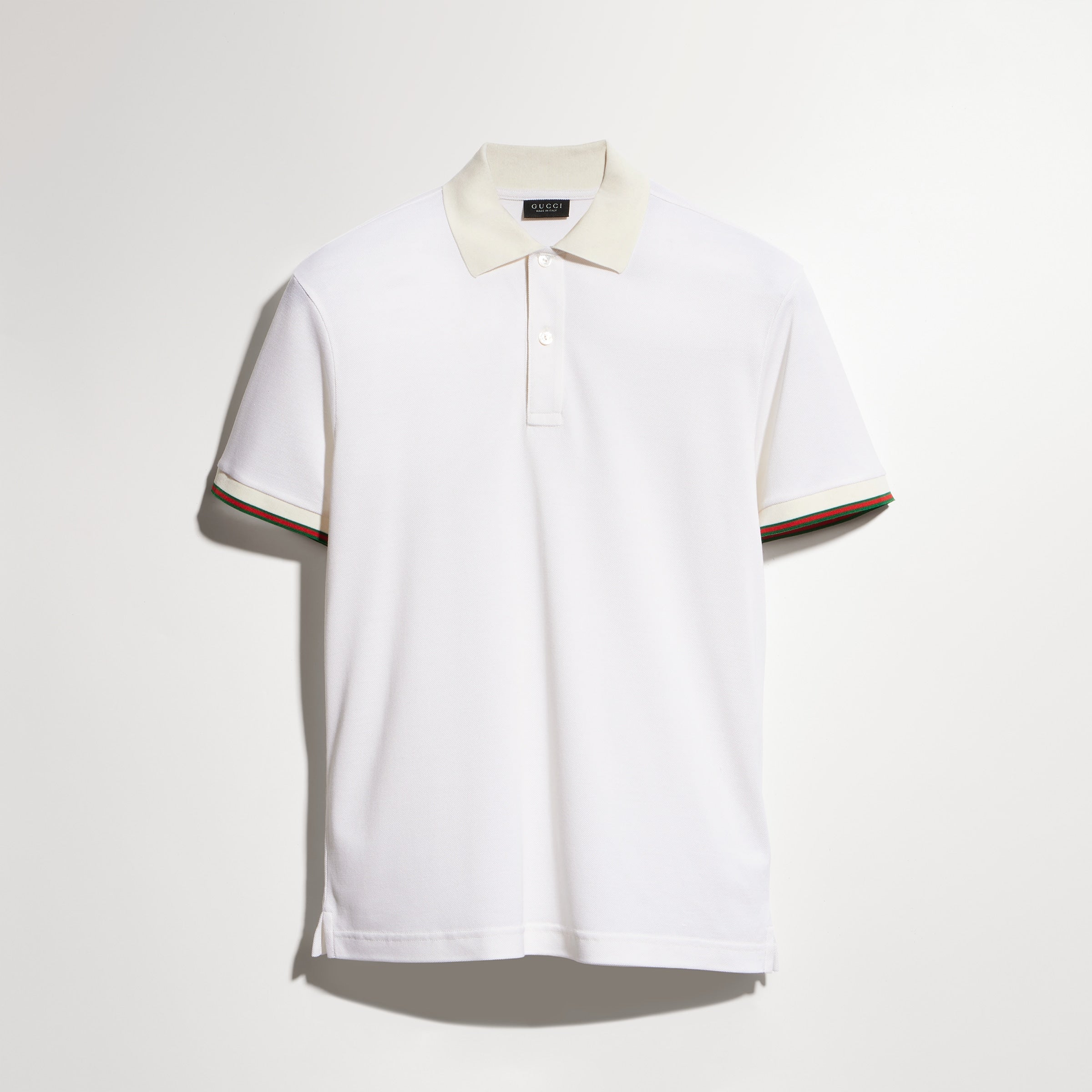 Silk jersey polo shirt with Web - white