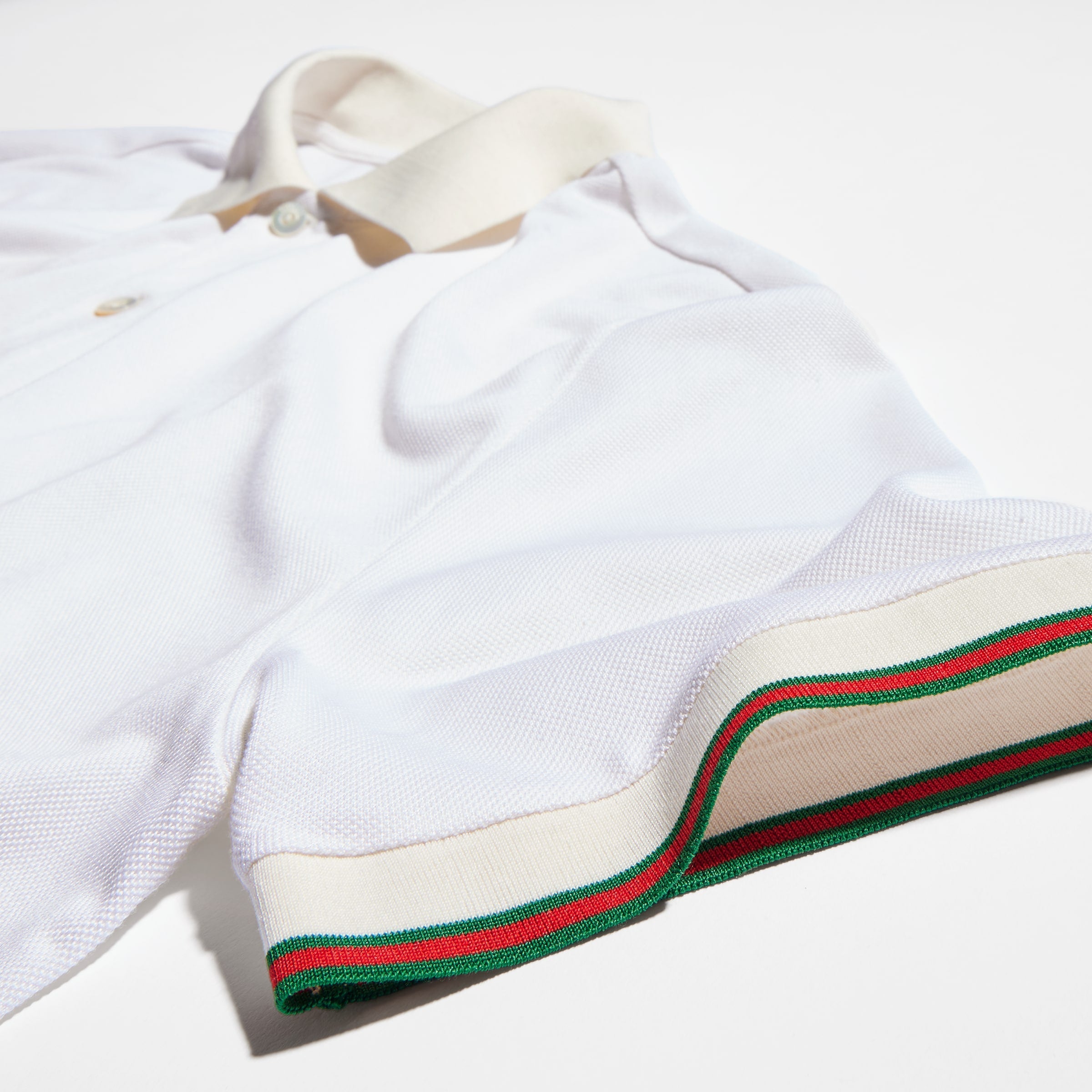 Silk jersey polo shirt with Web - white