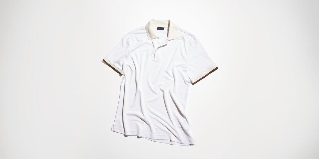 Silk jersey polo shirt with Web - white