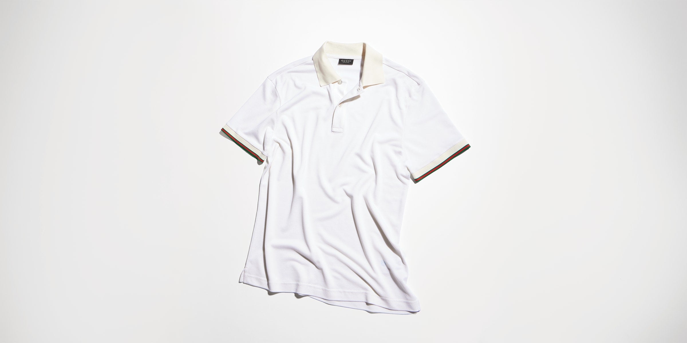 Silk jersey polo shirt with Web - white