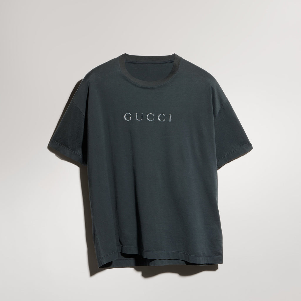 Cotton T-shirt with print - dark grey