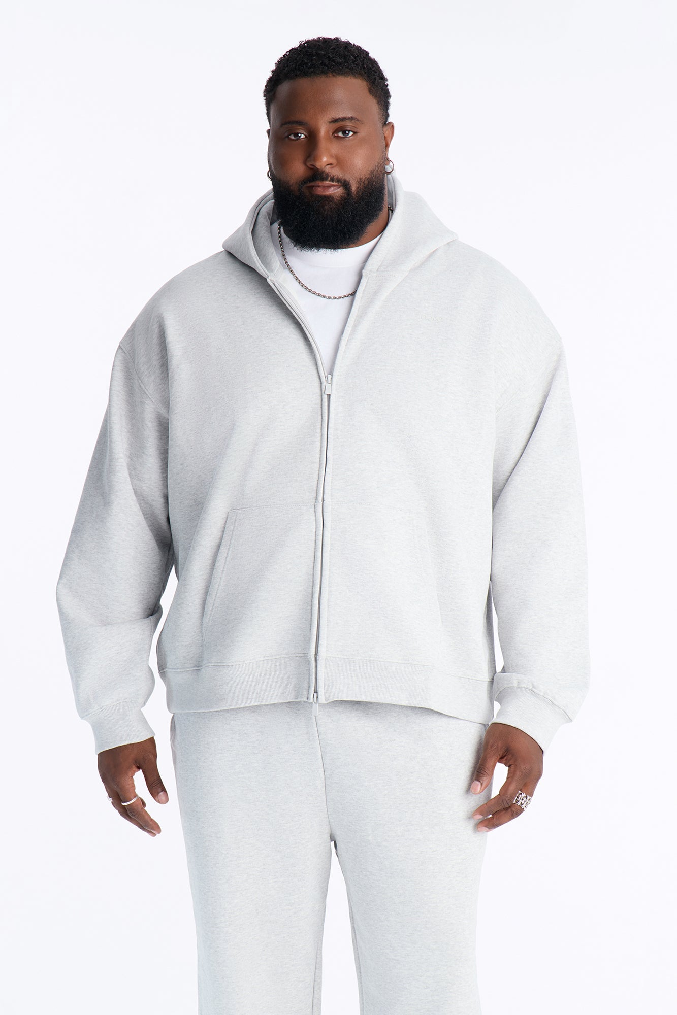 Logan Full Zip Hoodie Fleece Sweatshirt - Heather Grey - image 1