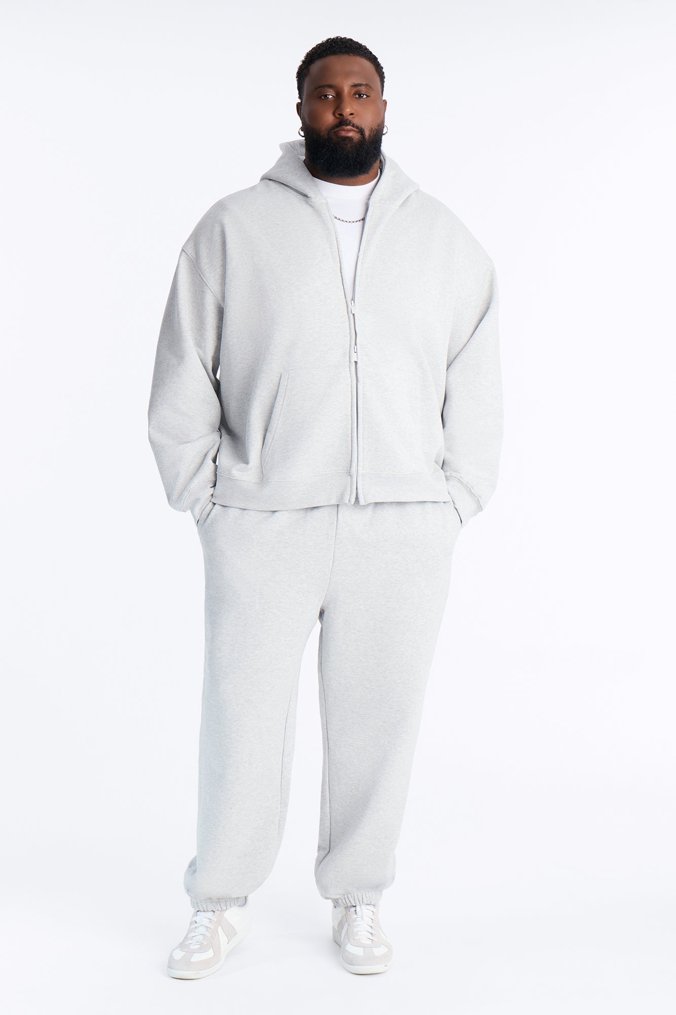 Logan Full Zip Hoodie Fleece Sweatshirt - Heather Grey - image 2
