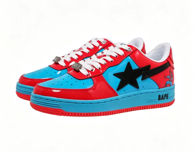 BAPE Sta Low-Top Sneakers — Red / Black / Blue / White / Green / Yellow