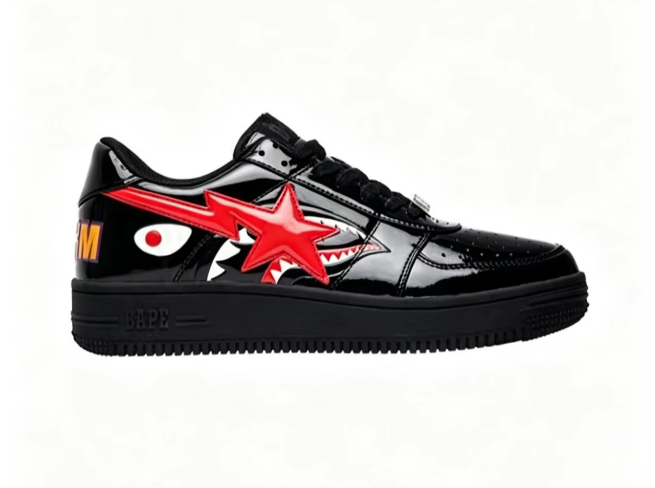 BAPE Sta Low-Top Sneakers — Black / White / Green