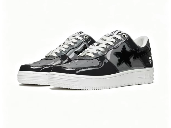 BAPE Sta Low-Top Sneakers — Grey / Black / Orange / Blue