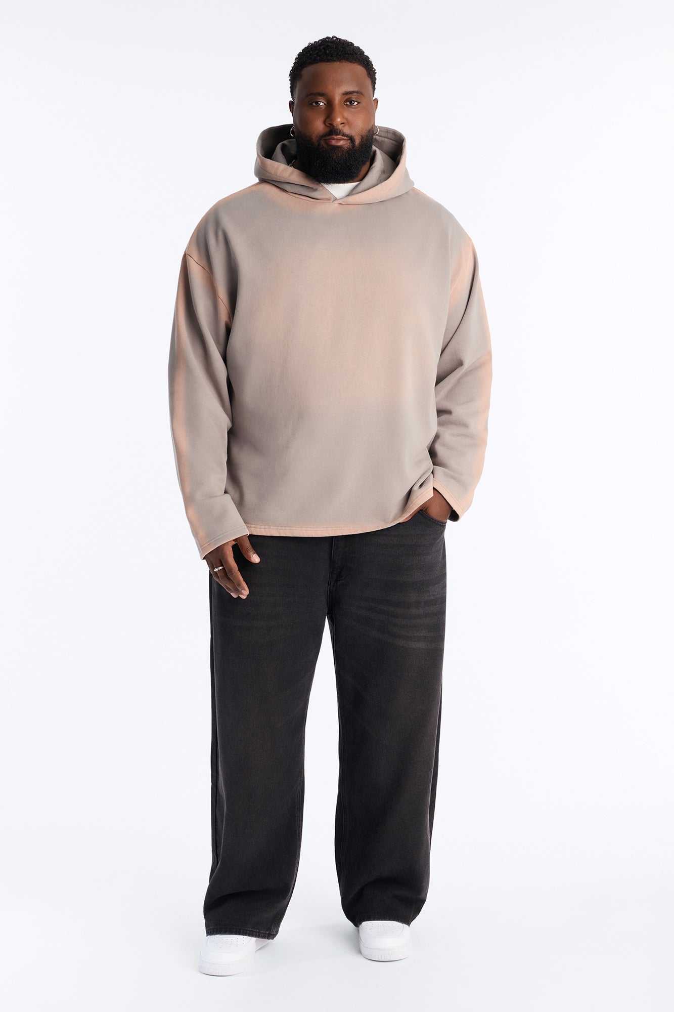 Outline Wash Oversized Hoodie - Grey/combo - image 2
